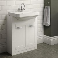 700mm Vanity Unit 2 Door with Semi Inset Basin White - Nottingham