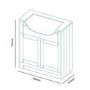 700mm Vanity Unit 2 Door with Semi Inset Basin White - Nottingham