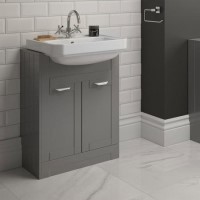 600mm 2 Door Vanity Unit with Semi Recess Basin Grey - Nottingham