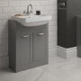 600mm 2 Door Vanity Unit with Semi Recess Basin Grey - Nottingham