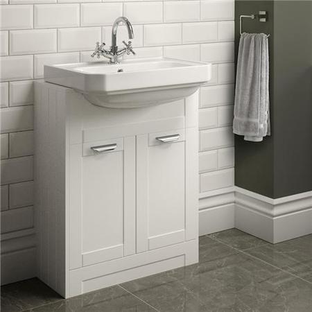 White Semi Unit with 1th countertop basin