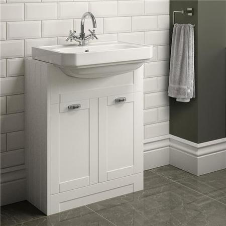 White Semi Unit with 1th countertop basin