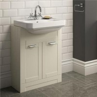 Ivory semi inset unit with semi countertop 1th basin