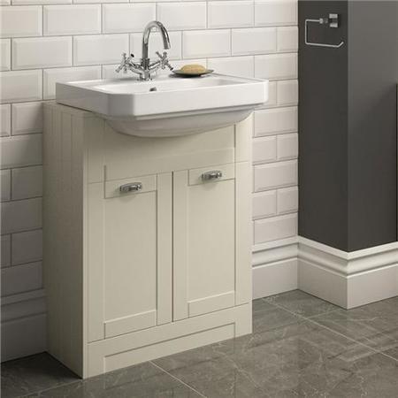 Ivory semi inset unit with semi countertop 1th basin
