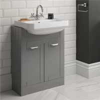 Grey semi inset unit with semi countertop basin 1th
