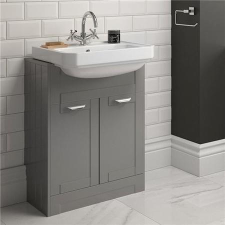 Grey semi inset unit with semi countertop basin 1th