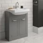Grey semi inset unit with semi countertop basin 1th