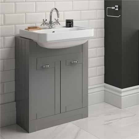 Grey semi inset unit with semi countertop basin 1th