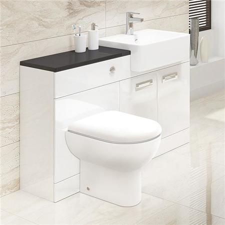 Cuba Firuza Right Hand Combination Unit with Black Worktop