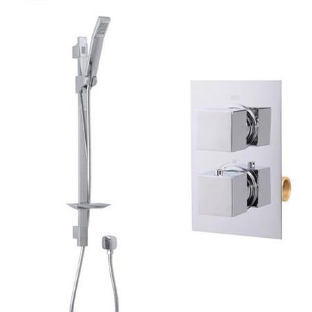 Quadro Slide Shower Rail Kit with EcoCube Dual Valve & Wall Outlet