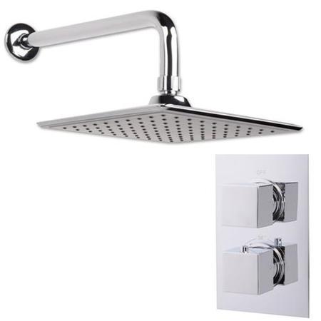 EcoCube Dual Valve with 200mm Square Shower Head & Wall Arm