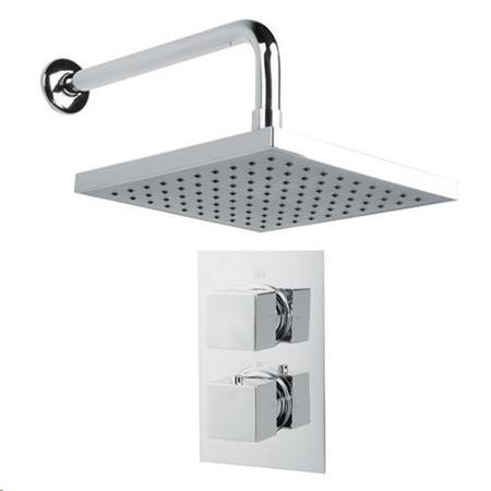 EcoCube Thermostatic Dual Shower Valve with Square 200mm Shower Head and Wall Arm 