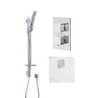 Quadro Slide Shower Rail Kit with EcoCube Dual Valve, Wall Outlet, Filler & Overflow 