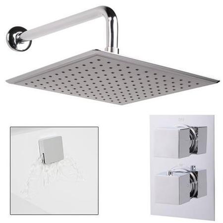 EcoCube Dual Valve with 250mm Square Shower Head, Filler & Overflow