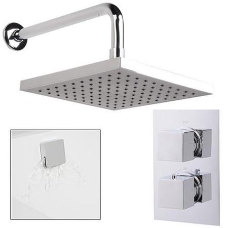EcoCube Dual Valve with 200mm Square Shower Head Filler & Overflow