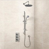 Eco Slide Shower Rail Kit with EcoS9 Triple Valve, 200mm Head, Wall Outlet, Filler & Overflow