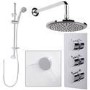 Eco Slide Shower Rail Kit with EcoS9 Triple Valve, 200mm Head, Wall Outlet, Filler & Overflow