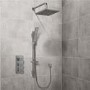 Quadro Slide Shower Rail Kit with EcoCube Triple Valve, 200mm Square Head, Wall Outlet, Filler & Overflow 