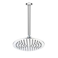 250mm Chrome Ultra Slim Round Rainfall Shower Head with Ceiling Arm
