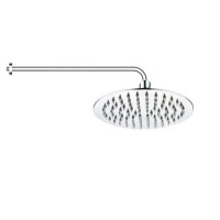 250mm Chrome Round Ultra Slim  Rainfall Shower Head with Wall Arm
