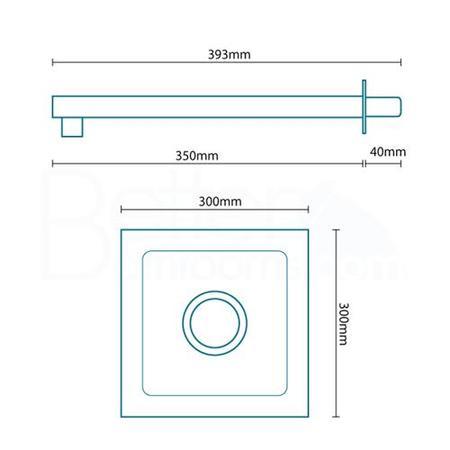 UltraThin Designer Square 300mm Shower Head & Wall Arm