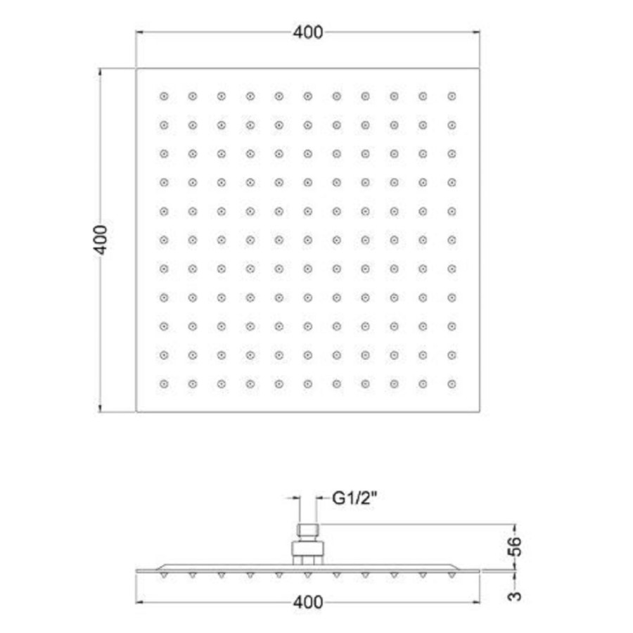 400mm Square Ultra Slim Shower Head