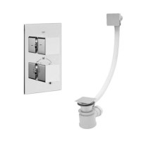 Concealed Dual Control Thermostatic Shower Valve with Diverter & Bath Filler with Sprung Waste and Overflow
