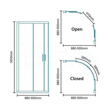 Aquafloe 900 Quadrant Shower Enclosure-No Shower Tray