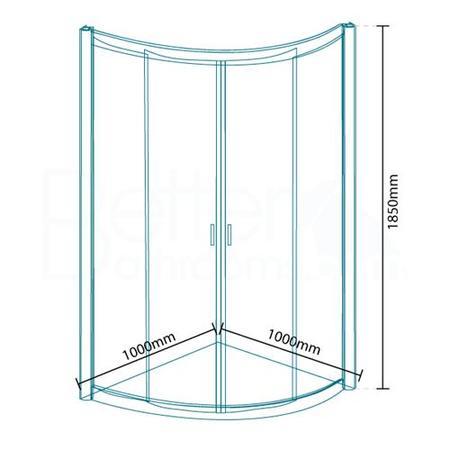 AquaLine 1000 Quadrant Shower Enclosure And Tray-Slim Line Shower Tray