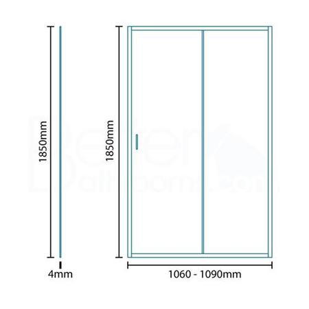 1100 x 760 Sliding Shower Enclosure - Universal Fit 4mm Glass - Aqualine Range