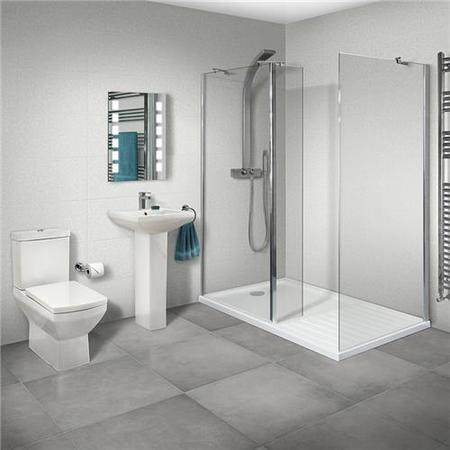 Aqualine 8mm 1400 x 800 Walk In Enclosure & Ultralite Shower Tray with Tabor Suite