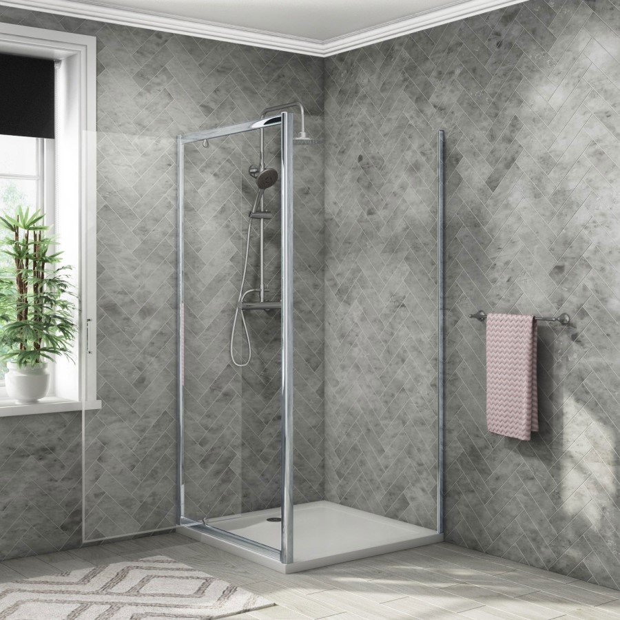 Pivot Shower Enclosure 900 x 900mm with Tray Waste & Shower - Vega