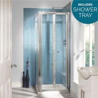 Aquafloe 6mm 1000 x 1000 Bi Fold Door Shower Enclosure with Shower Tray