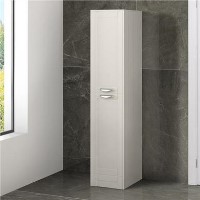 Nottingham 1400mm Floor Standing Storage Unit - White Tall Boy Unit 2 Door Modern Handle 