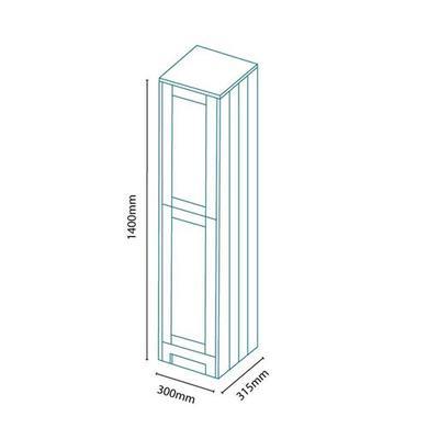 1400mm Floor Standing Storage Unit - White Tall Boy Unit Traditional Handle - Nottingham Range