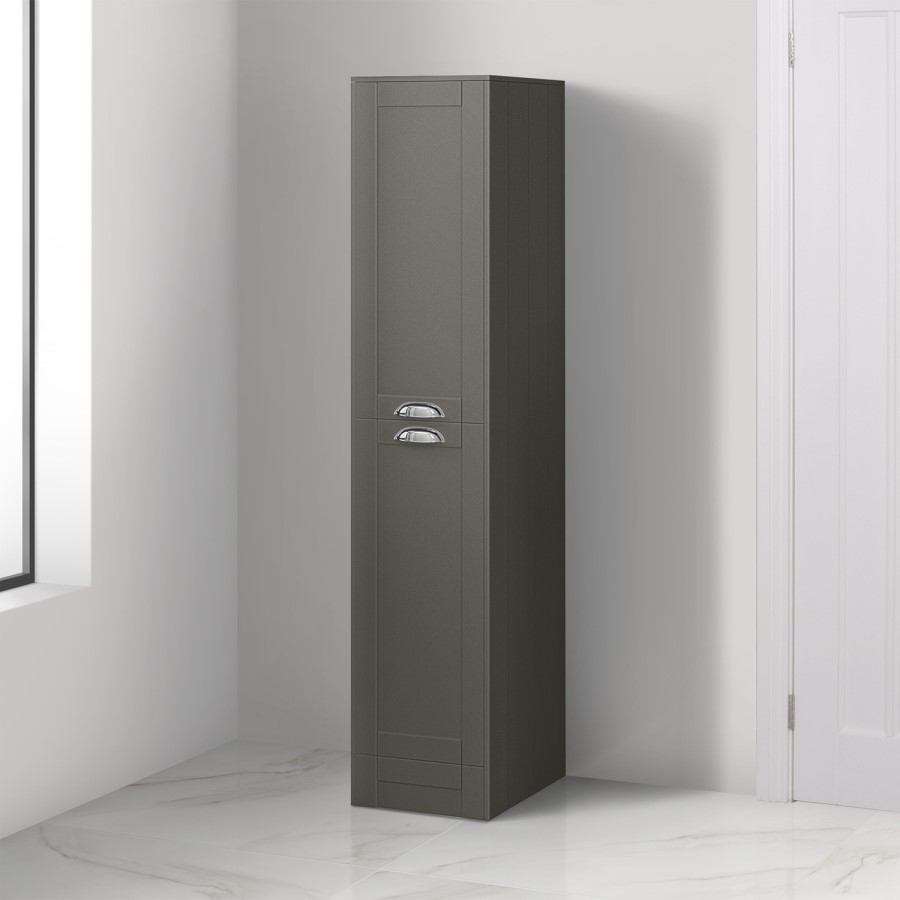 1400mm Floor Standing Storage Unit - Grey Tall Boy Unit Traditional Handle - Nottingham Range