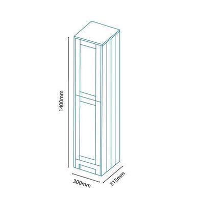 1400mm Floor Standing Storage Unit - Grey Tall Boy Unit Traditional Handle - Nottingham Range