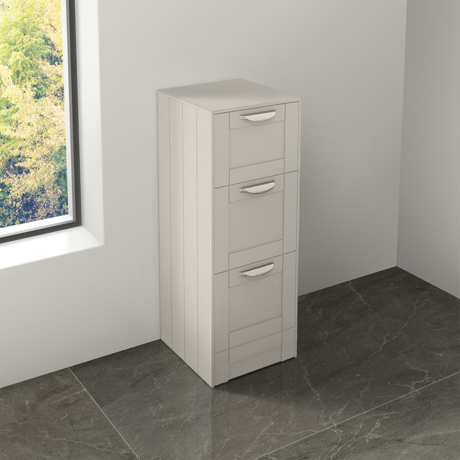 Nottingham 350mm Floor Standing Storage Unit White 3 Drawer Unit