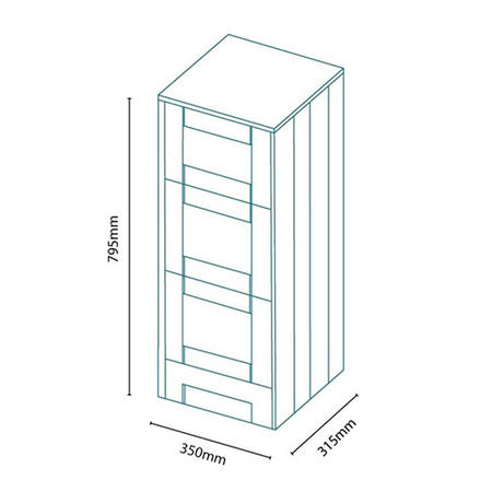 Nottingham 350mm Floor Standing Storage Unit Grey 3 Drawer Unit Modern Handle