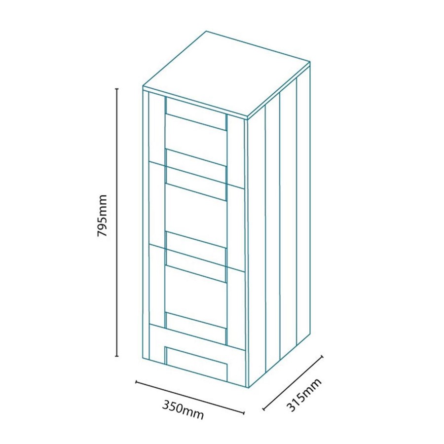 350mm Floor Standing Storage Unit - Grey 3 Drawer Traditional Handle - Nottingham Range