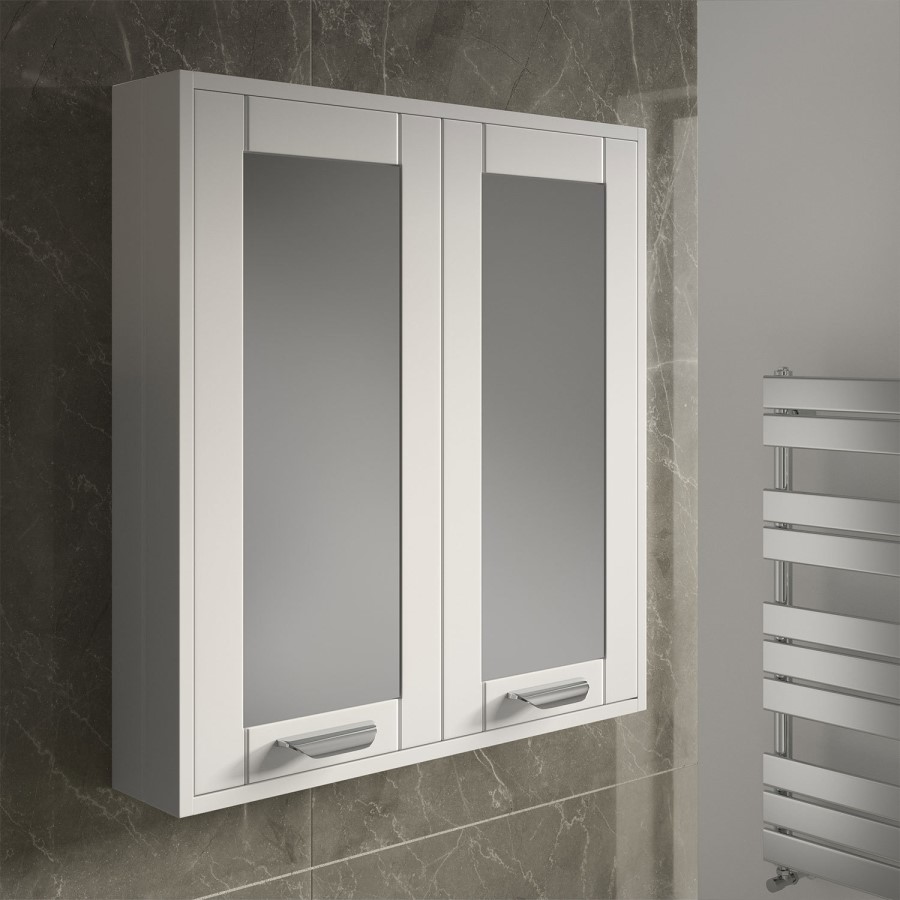 Nottingham White Mirrored Cabinet Modern handle