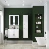 Wall Hung Mirrored Bathroom cabinet - White Modern Handle - Nottingham Range