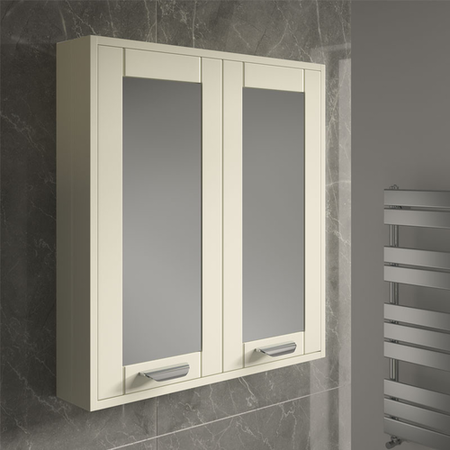 Nottingham Ivory mirror cabinet - Modern handle