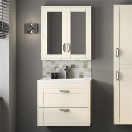 Nottingham Ivory mirror cabinet - Modern handle