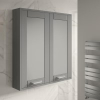 Nottingham 600mm Wall Hung Mirrored Cabinet Grey Double Door Modern Handle