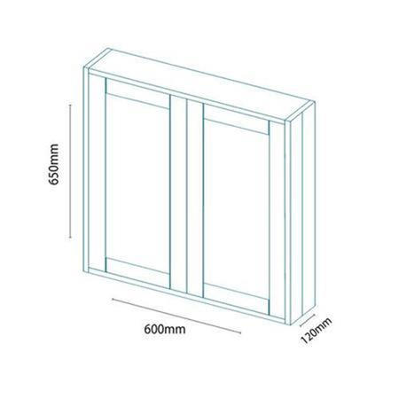 Nottingham 600mm Wall Hung Mirrored Cabinet Grey Double Door Modern Handle