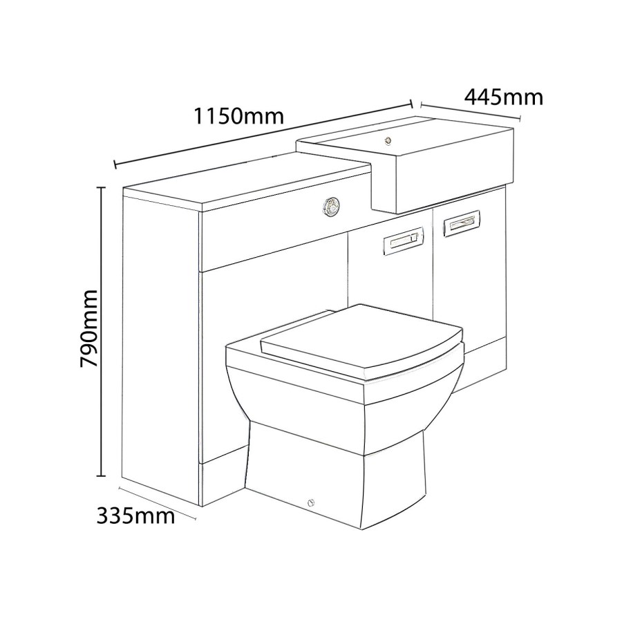 Cuba Toilet & Basin Combination Unit with Tabor Square Toilet - Grey