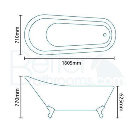 Solar Uno Traditional Freestanding Slipper Bath - L1605 x W710mm