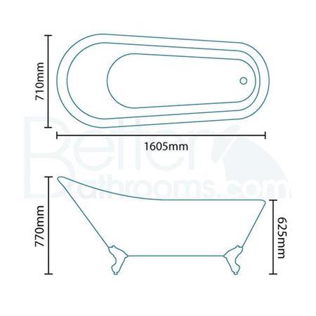 Solar Uno Traditional Freestanding Slipper Bath - L1605 x W710mm