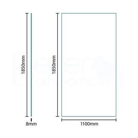 Walk In Reversible Wetroom Shower Screen - 1850 x 1100mm - 8mm Glass